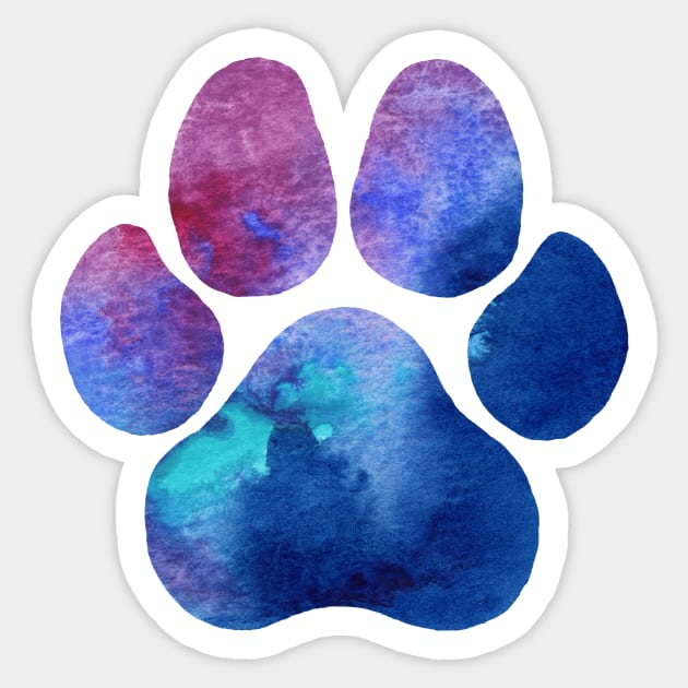 Blue and Purple Paw Print Sticker by dragonstarart